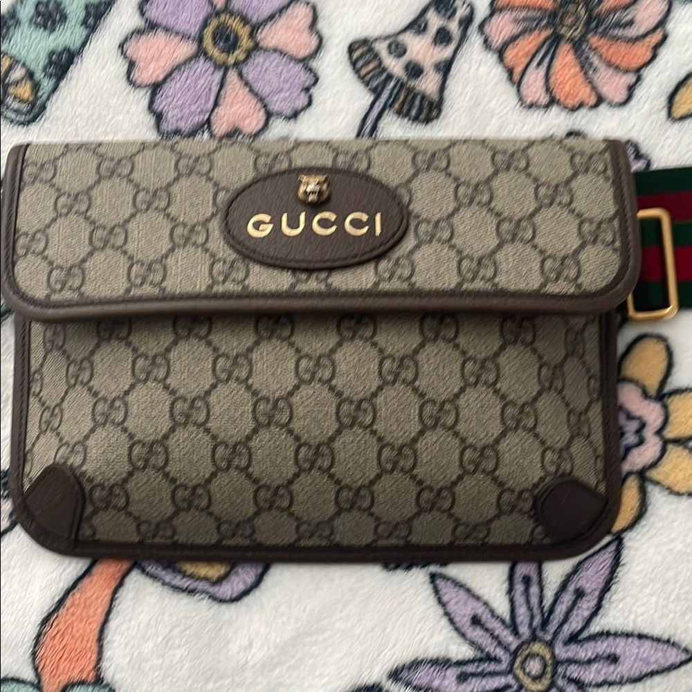 Gucci Beige and Brown Monogram Pouch